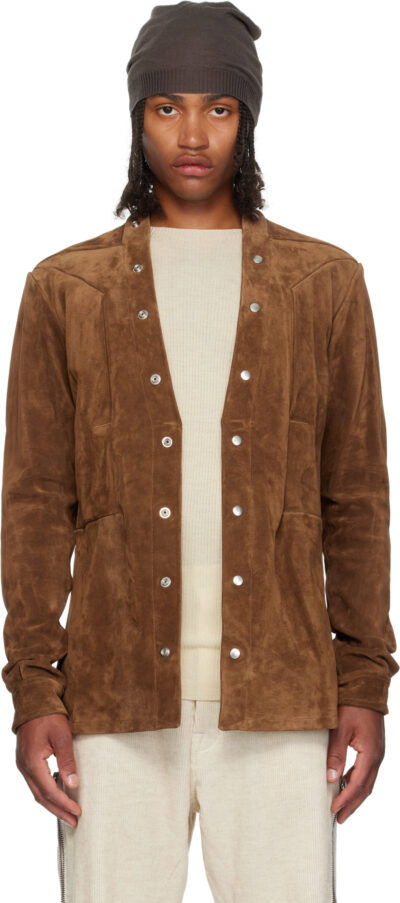 Rick Owens Brown Concordians Larry Fogpocket Suede Jacket
