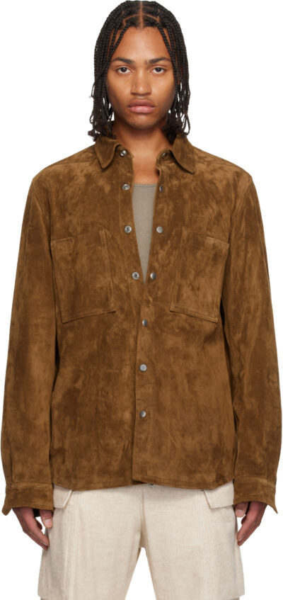 Rick Owens Brown Concordians Outershirt Suede Jacket