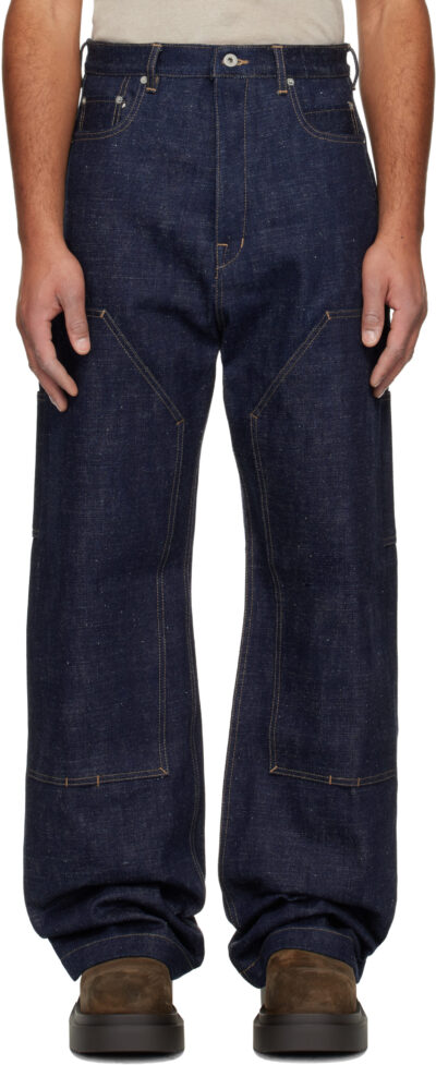Rick Owens DRKSHDW Indigo Concordians Strobe Double Knee Jeans