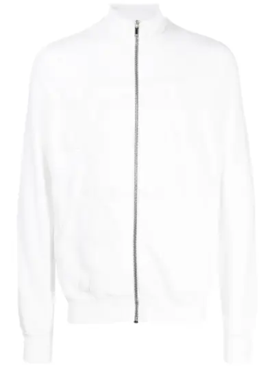 Rick Owens DRKSHDW logo-embossed zip-front cotton jacket - White
