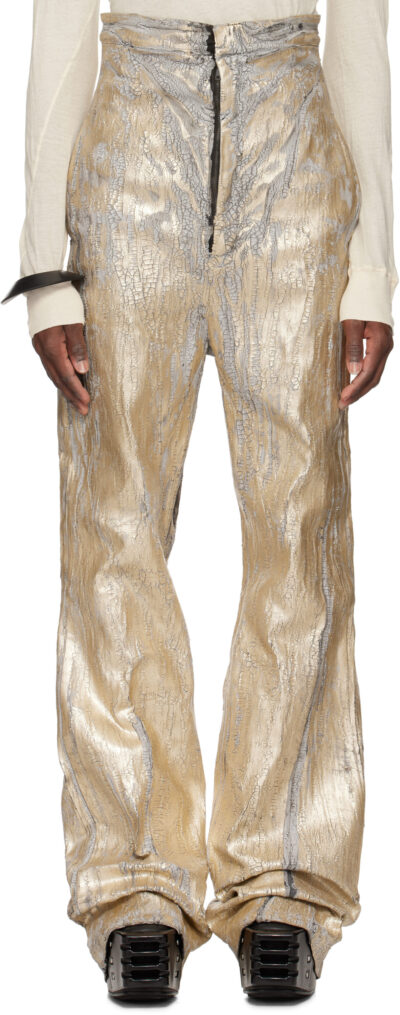 Rick Owens Gold Hollywood Bolan Megacrust Jeans
