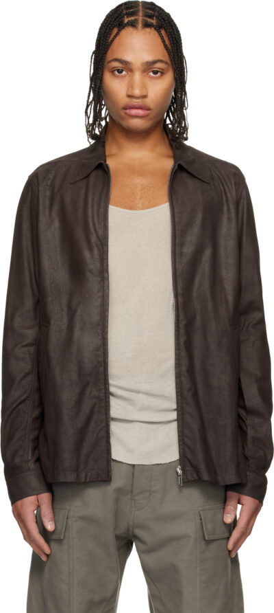 Rick Owens Gray Concordians Brad Leather Jacket