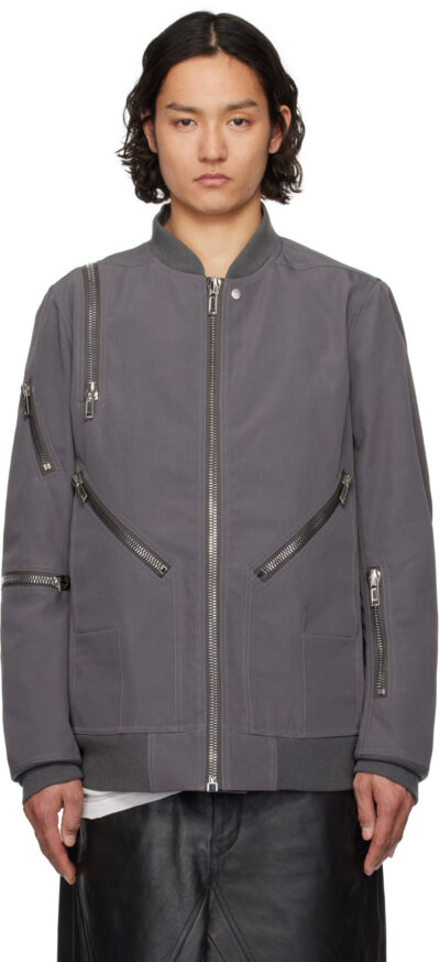 Rick Owens Gray Hollywood Jumbo Headon Flight Jacket