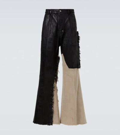 Rick Owens Joris coated distressed wide-leg jeans