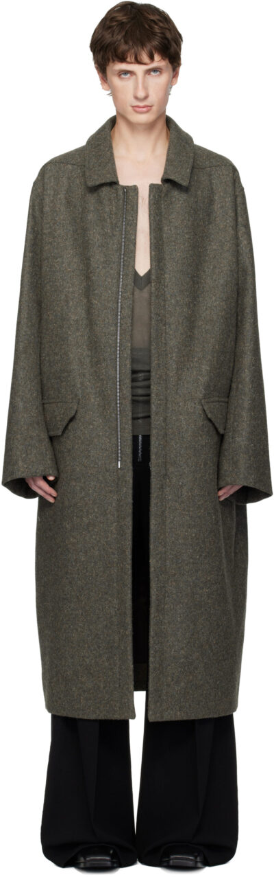 Rick Owens Khaki Concordians Jumbo Mac Coat