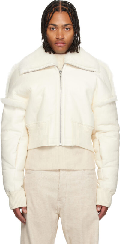 Rick Owens Off-White Concordians Flight Cropped Shearling Jacket