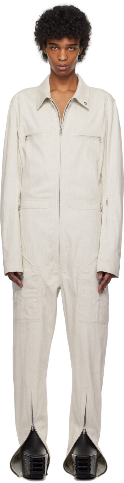 Rick Owens Off-White Hollywood Headon Denim Flightsuit