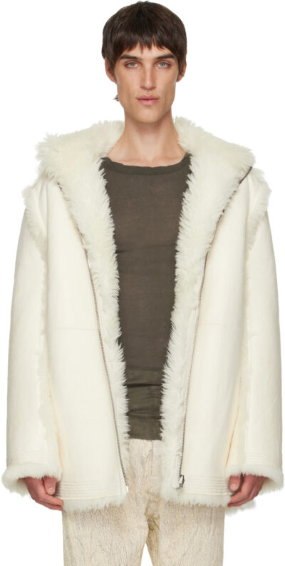 Rick Owens Off-White Mac Cropped Reversible Shearling Coat