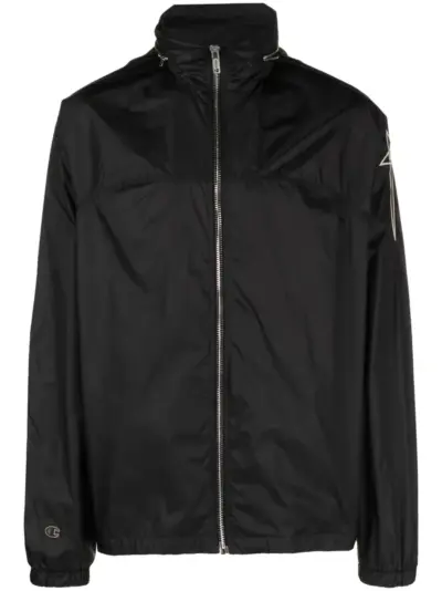 Rick Owens X Champion embroidered-logo concealed-hood lightweight jacket - Black