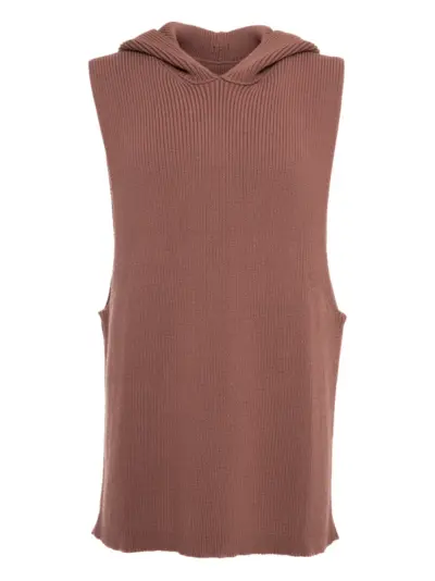 Rick Owens ribbed tank hoodie - Brown