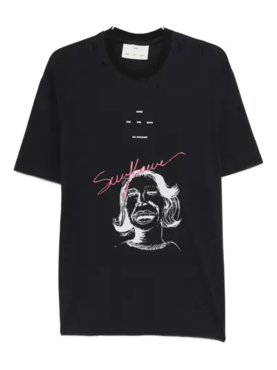 Song For The Mute sunflower oversized tee T-Shirt - Blue