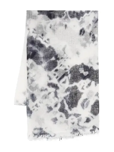 Suzusan tie-dye fringed scarf - White