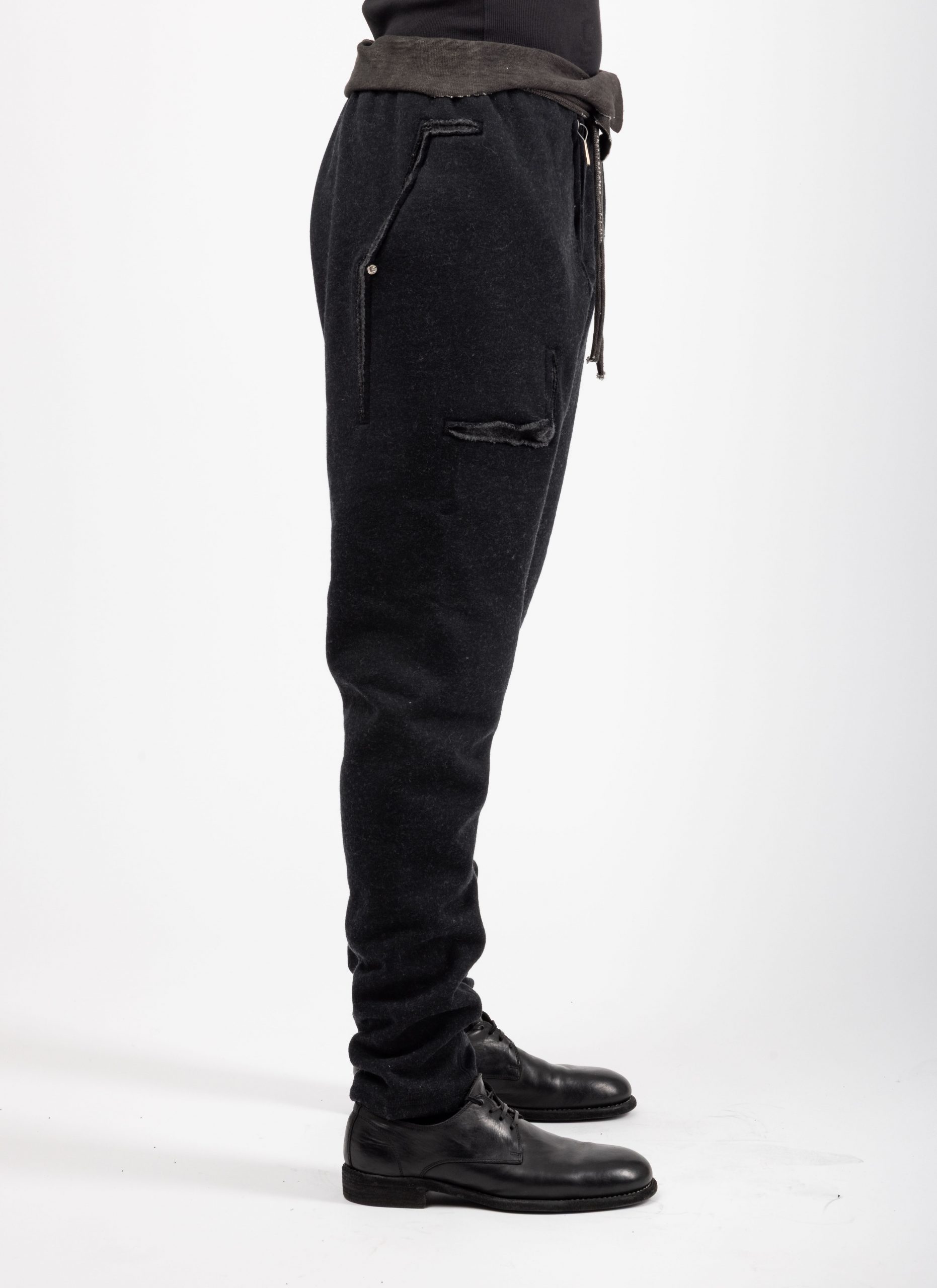 TAICHI MURAKAMI Sweat Pants, cashmere/cotton, black x dark grey