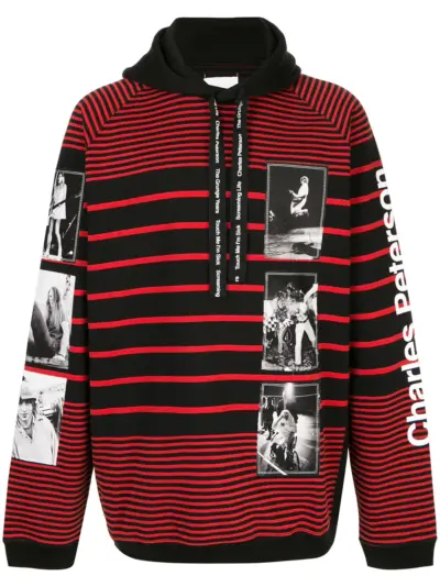 Takahiromiyashita The Soloist band graphic stripe hoodie - Red