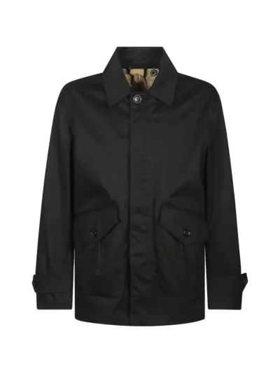Ten C button-up front-pocket raincoat - Black