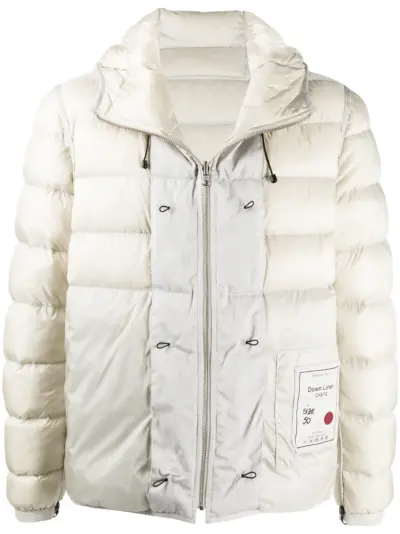 Ten C hooded contrast-panel puffer jacket - Neutrals