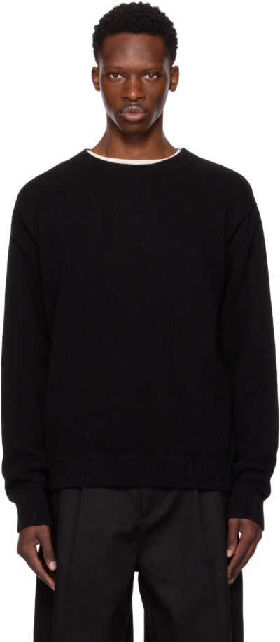 The Elder Statesman Black Simple Crew Sweater
