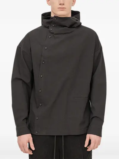 The Viridi-Anne hooded button-up overshirt - Black