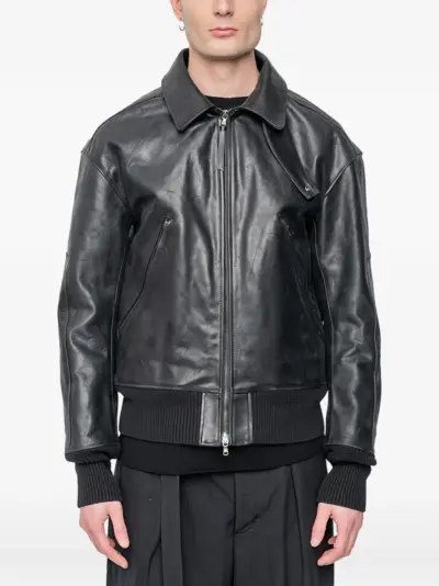The Viridi-Anne zip-up leather jacket - Black