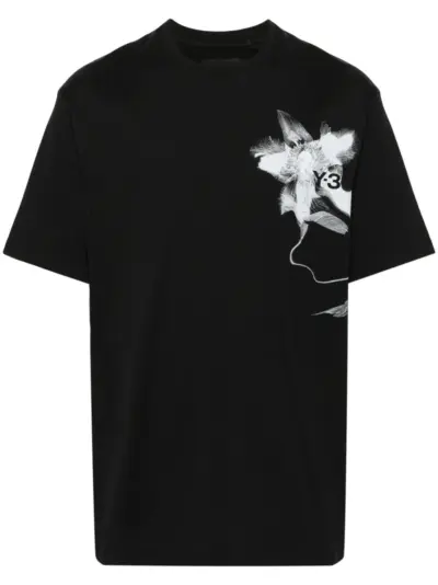 Y-3 graphic-print cotton T-shirt - Black