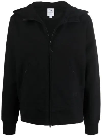 Y-3 logo-print zip-up hoodie - Black