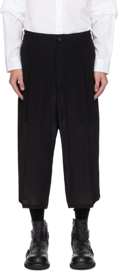 YOHJI YAMAMOTO Black Tucked Seam Wide Trousers