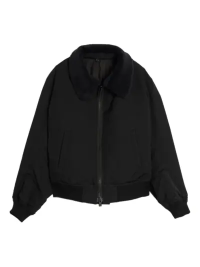 Yohji Yamamoto fleece-collar zip-front jacket - Black