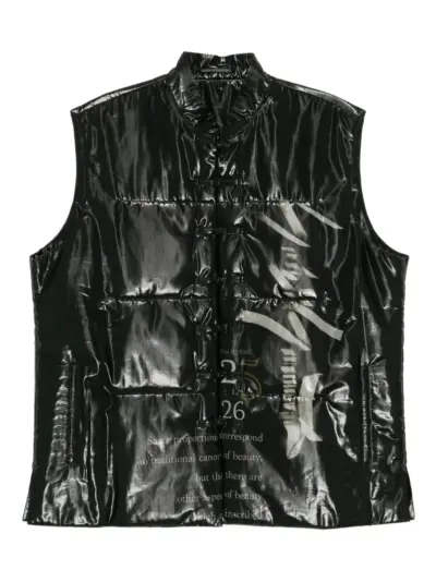 Yohji Yamamoto graphic-print sleeveless padded jacket - Black