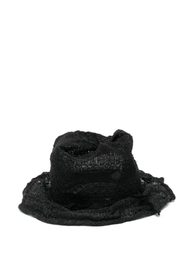 Yohji Yamamoto interwoven fedora hat - Black