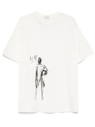 Yohji Yamamoto printed jersey T-shirt - White