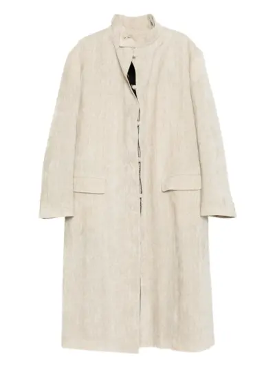 Yohji Yamamoto velvet stand-collar coat - Neutrals