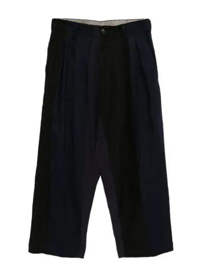 Ziggy Chen collaged wide-leg trousers - Blue