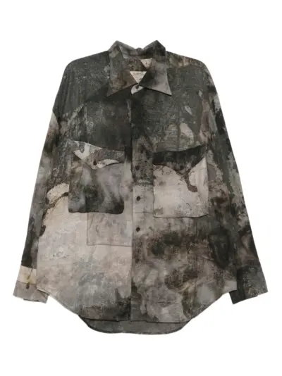 Ziggy Chen digital print silk shirt - Grey
