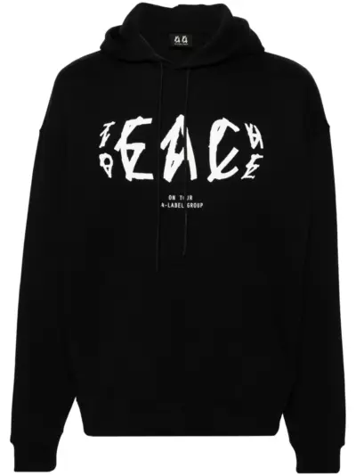 44 LABEL GROUP Peace-logo cotton hoodie - Black