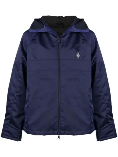 A-COLD-WALL* Overdye logo-plaque panelled hooded jacket - Blue
