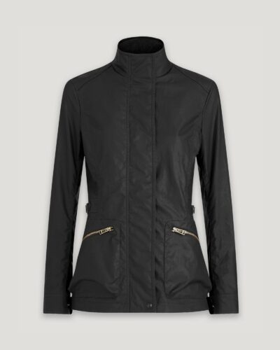 Belstaff Madeline Jacket Women's Waxed Cotton Black Size UK 6