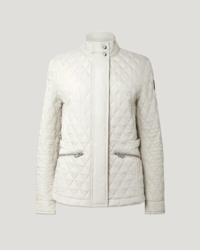 Belstaff Maya Jacket Women's Quilted Recycled Nylon Silver Birch Size UK 10