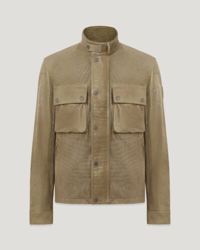 Belstaff Racemaster Air Jacket Men's Hand Waxed Leather Dark Sand Size UK 46