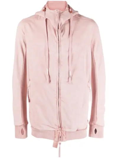 Boris Bidjan Saberi zip-up cotton hooded jacket - Pink