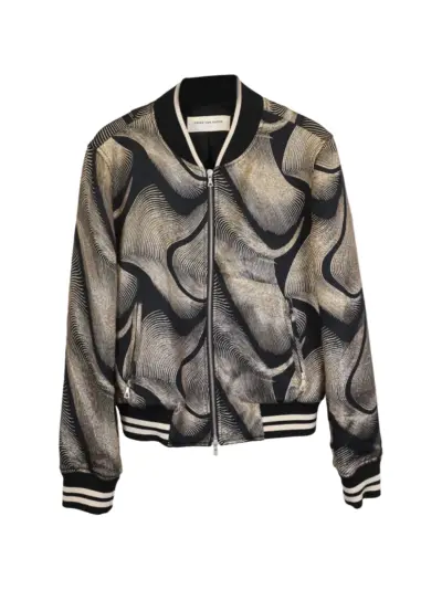 Dries Van Noten Pre-Owned striped-jacquard bomber jacket - Black