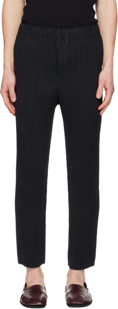 HOMME PLISSÉ ISSEY MIYAKE Black Wickerwork Mesh Trousers