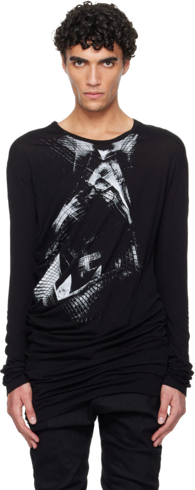 Julius Black Numinous Print Curved T-shirt