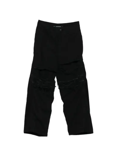 Julius distressed wide-leg jeans - Black