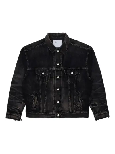 Junya Watanabe MAN distressed-finish denim jacket - Black