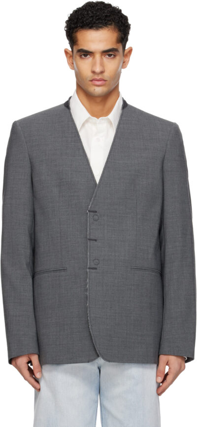 MM6 Maison Margiela Gray Collarless Blazer