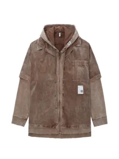 Maison MIHARA YASUHIRO hooded corduroy layered shirt - Brown