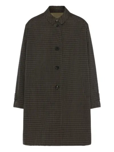 Maison Margiela buttoned check trench coat - Brown