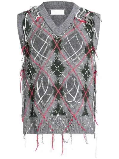 Maison Margiela cut-out intarsia-knit vest - Grey