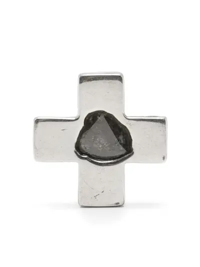 Parts of Four Plus-sign diamond stud single earring - Silver
