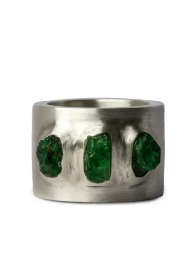 Parts of Four Sistema garnet sterling-silver wide ring